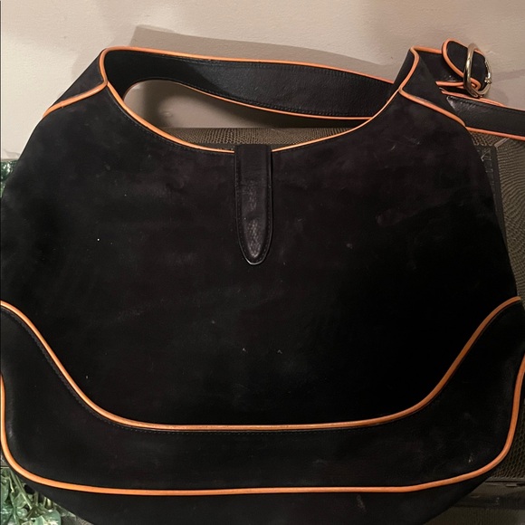 Authentic Gucci Jackie Black and orange suede hobo bag - Picture 5 of 11